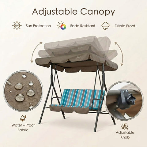 kozyard adjustable canopy for patio swing, UV-resistant waterproof fade-proof fabric, adjustable knob for outdoor porch swing sun protection

