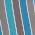 A close - up of the fabric used for the seat of a swing chair, showcasing a pattern of vertical stripes in shades of turquoise, blue, brown, and white. The stripes create a vibrant and modern design, ideal for outdoor furniture.
Vibrant Striped Fabric for Swing Chair Seating.swing chair fabric, striped outdoor fabric, turquoise blue brown stripes, patio furniture fabric, outdoor swing seat material.