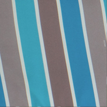 A close - up of the fabric used for the seat of a swing chair, showcasing a pattern of vertical stripes in shades of turquoise, blue, brown, and white. The stripes create a vibrant and modern design, ideal for outdoor furniture.
Vibrant Striped Fabric for Swing Chair Seating.swing chair fabric, striped outdoor fabric, turquoise blue brown stripes, patio furniture fabric, outdoor swing seat material.