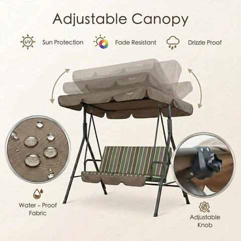 kozyard adjustable canopy for patio swing, UV-resistant waterproof fade-proof fabric, adjustable knob for outdoor porch swing sun protection
