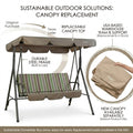 kozyard replaceable canopy for patio swing, durable steel frame, USA-based replacement parts support, extend product life outdoor porch swing
