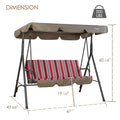 kozyard patio swing chair dimensions, 60 1/8" height 67" width 500 lbs weight capacity, detailed size specs for outdoor porch swing with canopy and cushion
