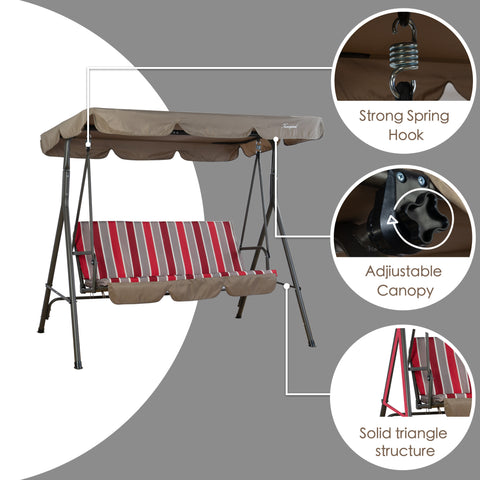 kozyard outdoor swing chair structure, strong spring hook, adjustable canopy, solid triangle frame, durable components for patio porch swing with cushion

