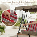 kozyard patio swing chair removable cushion, skin-friendly oxford fabric with thick foam padding, curved comfort armrests for outdoor porch swing
