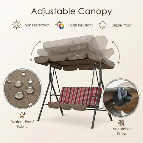 kozyard adjustable canopy for patio swing, UV-resistant waterproof fade-proof fabric, adjustable knob for outdoor porch swing sun protection
