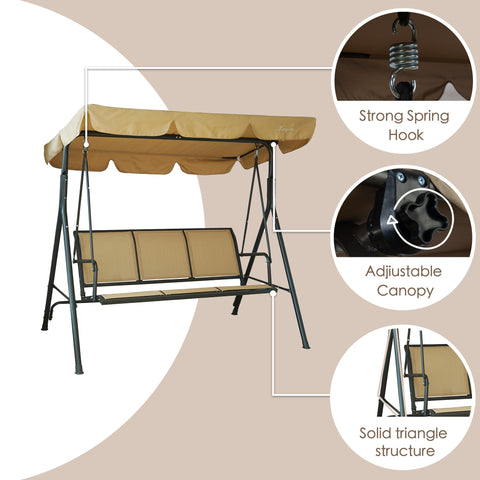 kozyard outdoor patio swing features, strong spring hook, adjustable canopy and solid triangle structure for durable use
