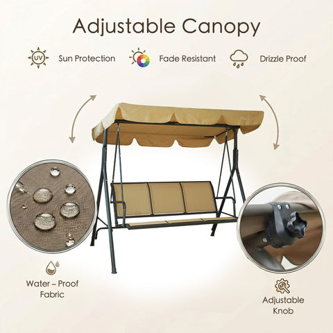 kozyard patio swing adjustable canopy, sun protection, fade-resistant, drizzle-proof waterproof fabric with adjustable knob
