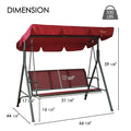 kozyard 3-seat patio swing chair dimensions diagram, 530 lbs capacity outdoor porch swing with canopy, size specifications
