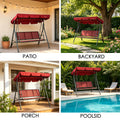 kozyard outdoor patio swing usage scenarios, 3-seat swing chair for patio, backyard, porch and poolside

