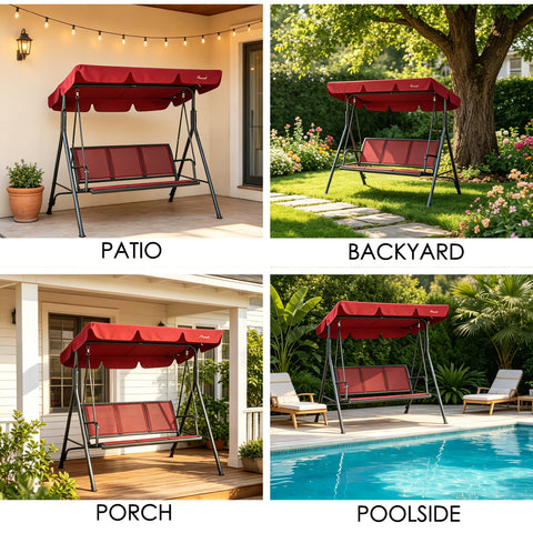 kozyard outdoor patio swing sustainable solution, replaceable canopy top, durable steel frame, replacement parts available in USA
