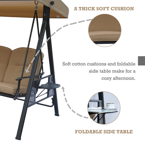 Kozyard 3 Person Outdoor Duluxe Patio Swing with Thick Comfortable Cushion