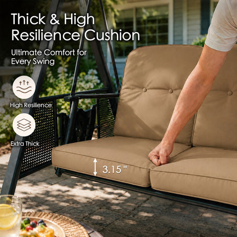 kozyard outdoor swing chair thick cushion, high resilience 3.15" thick cushion for patio swing, ultimate comfort for every swing
