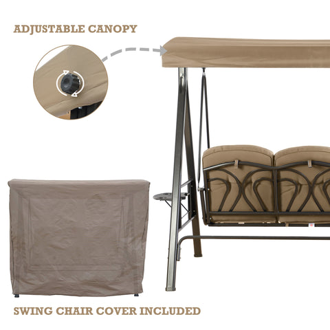 Kozyard 3 Person Outdoor Duluxe Patio Swing with Thick Comfortable Cushion