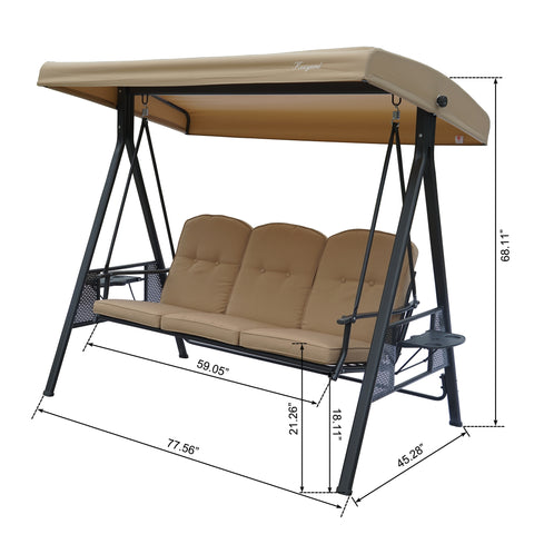 Kozyard 3 Person Outdoor Duluxe Patio Swing with Thick Comfortable Cushion