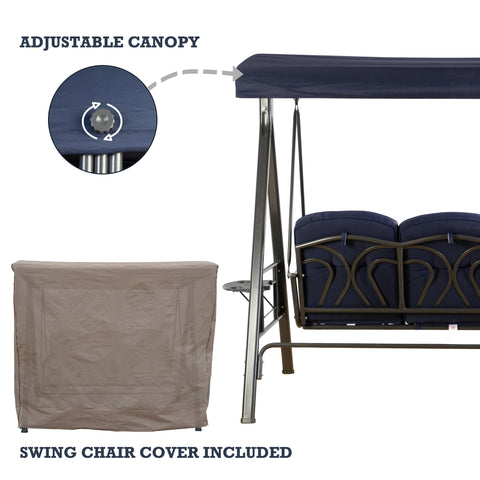Kozyard 3 Person Outdoor Duluxe Patio Swing with Thick Comfortable Cushion