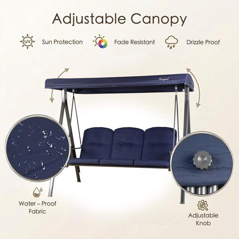 kozyard outdoor swing chair adjustable canopy, patio swing with sun protection, fade-resistant, drizzle-proof, waterproof fabric with adjustable knob
