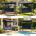 kozyard outdoor swing chair usage scenarios, 3-seat patio swing suitable for patio, backyard, porch, poolside relaxation
