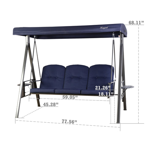 Kozyard 3 Person Outdoor Duluxe Patio Swing with Thick Comfortable Cushion