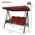 kozyard 3-seat outdoor patio swing chair dimensions, heavy-duty steel frame porch swing with adjustable canopy, supports up to 660 lbs
