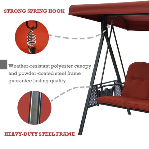 Kozyard 3 Person Outdoor Duluxe Patio Swing with Thick Comfortable Cushion