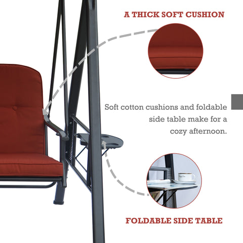 Kozyard 3 Person Outdoor Duluxe Patio Swing with Thick Comfortable Cushion