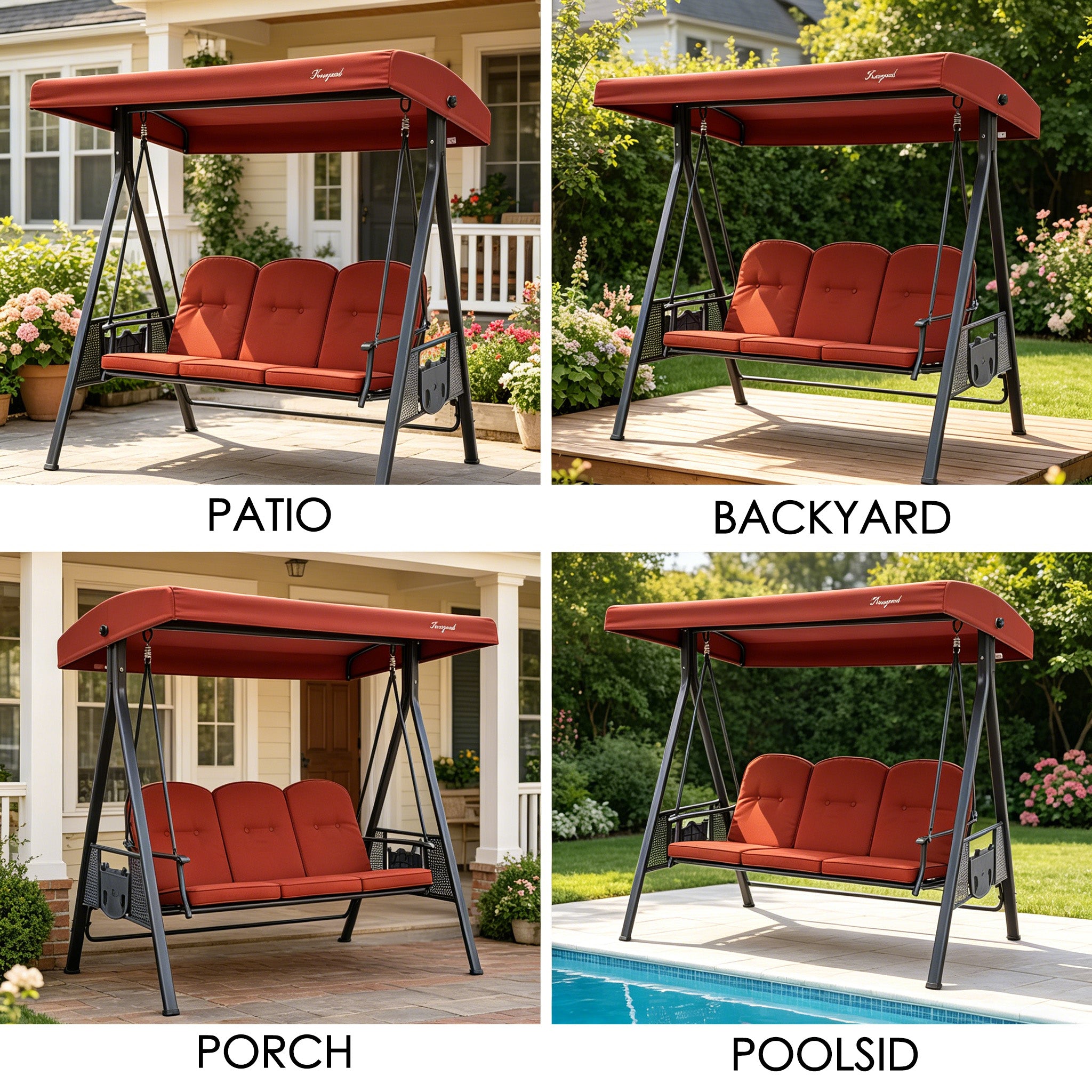 Kozyard Herbert 3 Person Outdoor Duluxe Patio Swing with Thick