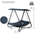 kozyard swing bed dimensions, 68 1/2" height 67" length 60 1/2" width, 620 lbs weight capacity detailed size specs for outdoor patio swing bed
