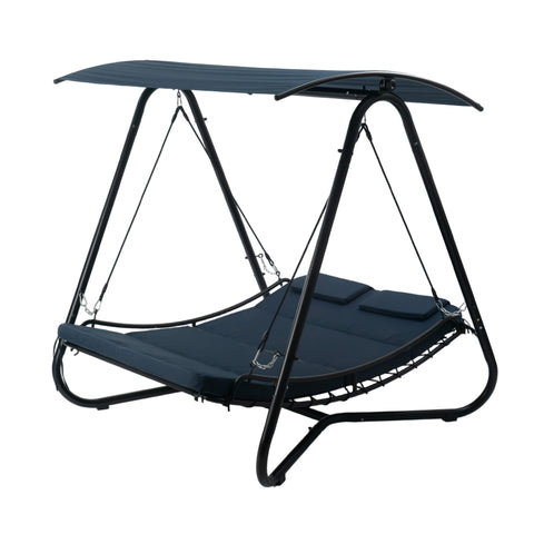 kozyard swing bed usage scenarios, patio backyard porch poolside, versatile outdoor swing bed with canopy and cushions for relaxation
