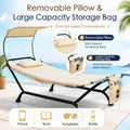 Removable pillow and large capacity storage bag for outdoor hammock lounger, convenience patio swing bed accessory pocket for phone book sunglasses bottle, extra head and neck support headrest cushion, pool side relaxing lounge chair parts.