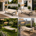 Multiscene outdoor hammock lounge chair for patio porch garden apartment balcony, versatile modern freestanding swing lounger styling, cozy outdoor furniture setup for small backyard or sunroom, sunbathing tanning cot decoration ideas.