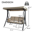 kozyard 3-seat outdoor patio swing chair dimensions, heavy-duty steel frame porch swing with adjustable canopy, supports up to 660 lbs for backyard relaxation
