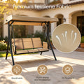 kozyard outdoor swing chair premium fabric, 3-seat patio swing with breathable, quick-drying, UV-resistant Textilene fabric for comfortable backyard lounging

