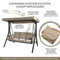 kozyard outdoor swing chair usage scenarios, 3-seat patio swing suitable for patio, backyard, porch, poolside relaxation
