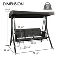 kozyard 3-seat outdoor patio swing chair dimensions, heavy-duty steel frame porch swing with adjustable canopy, supports up to 660 lbs for backyard relaxation
