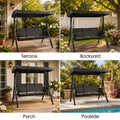kozyard outdoor swing chair usage scenarios, 3-seat patio swing suitable for patio, backyard, porch, poolside relaxation
