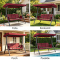 kozyard outdoor swing chair usage scenarios, 3-seat patio swing suitable for patio, backyard, porch, poolside relaxation
