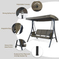 kozyard outdoor swing chair sustainable design, 3-seat patio swing with replaceable canopy top, durable steel frame, replacement parts available in the USA