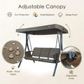 kozyard outdoor swing chair premium fabric, 3-seat patio swing with breathable, quick-drying, UV-resistant Textilene fabric for comfortable backyard lounging
