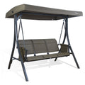 Kozyard 3-Seater Outdoor Swing with Tilt Canopy, Durable Steel Frame, Thick Padded Fabric Seats, Patio Glider Swing for Family Use in Garden, Backyard, Deck
