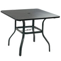 Outdoor Square Patio Table
A black square patio table with a central umbrella hole and a sturdy metal frame, suitable for outdoor use. Keywords: outdoor square table, patio table, umbrella hole
