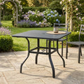 kozyard Square Outdoor Patio Table, Gray Wood-Look Tabletop, Sturdy Black Metal Frame, Ideal for Backyard & Garden Outdoor Dining
