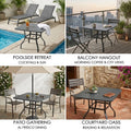 kozyard Square Outdoor Patio Table, Versatile for Poolside, Balcony, Patio & Courtyard Use, Sturdy Metal Frame, Gray Wood-Grain Tabletop
