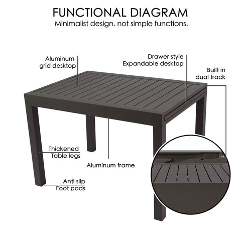 Kozyard Villa Outdoor Patio Dining Table Set -Expandable Dining Table