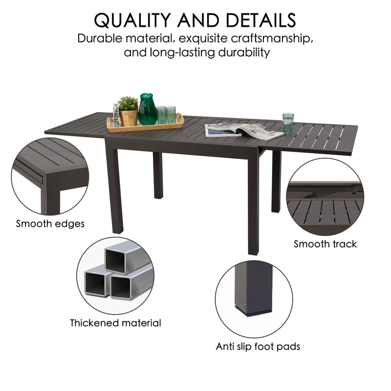 Kozyard Villa Outdoor Patio Dining Table Set -Expandable Dining Table