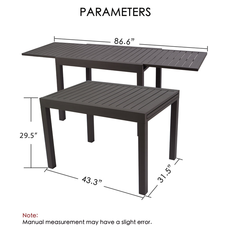 Kozyard Villa Outdoor Patio Dining Table Set -Expandable Dining Table