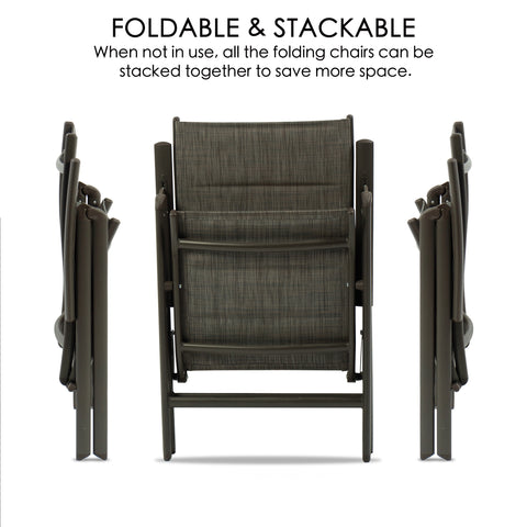 kozyard stackable folding patio chair, space-saving outdoor dining chair, aluminum alloy frame with textilene fabric, foldable and stackable design for easy storage, patio chair for outdoor garden use
