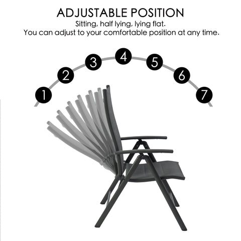 kozyard 7-position adjustable patio chair, folding outdoor recliner chair, aluminum frame with textilene material, multi-angle adjustable for sitting reclining, patio lounge chair for garden outdoor
