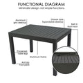 kozyard expandable patio dining table, aluminum frame with grid desktop, built-in dual track expandable design, thickened table legs with anti-slip foot pads, outdoor dining table for patio garden
