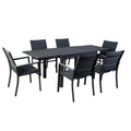 kozyard expandable outdoor dining set, 7-piece aluminum patio furniture set with 6 padded chairs, for backyard, garden, patio
