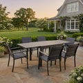 kozyard outdoor patio dining set, expandable aluminum table with 6 padded chairs, weatherproof backyard garden furniture
